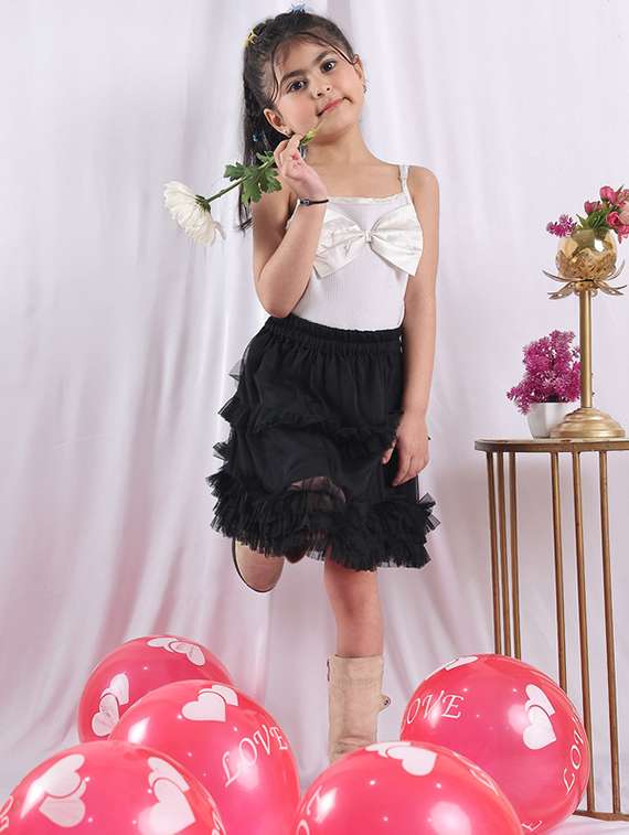 girls solid skirt & top co-ord set - 22329672 -  Standard Image - 3