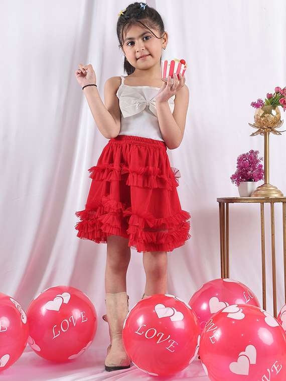 girls solid skirt & top co-ord set - 22329673 -  Standard Image - 3
