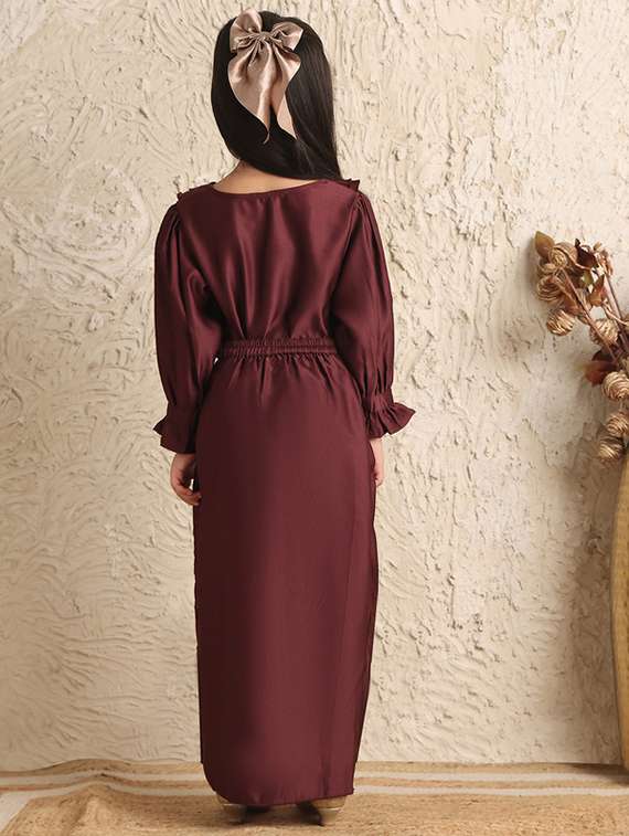 girls solid long sleeve asymmetric dress - 22329679 -  Standard Image - 3