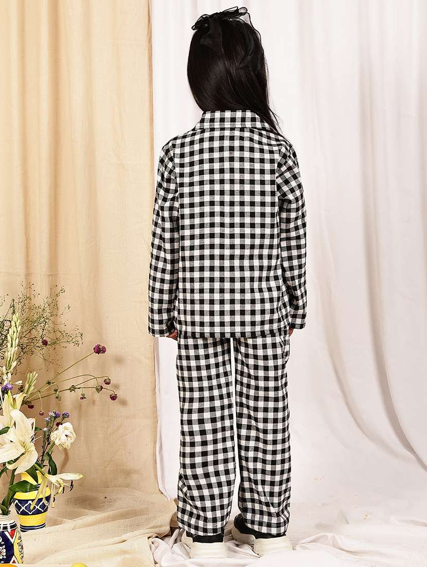 girls checkered long sleeve top & trouser co-ord set - 22329693 -  Standard Image - 3