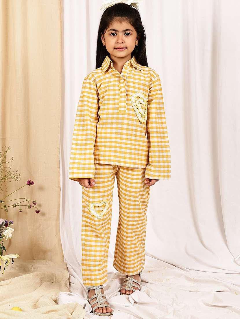 girls checkered long sleeve top & trouser co-ord set - 22329695 -  Standard Image - 3