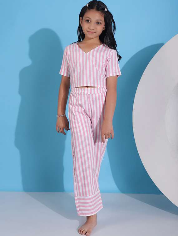 girls striped nightwear pyjama set - 22329717 -  Standard Image - 3