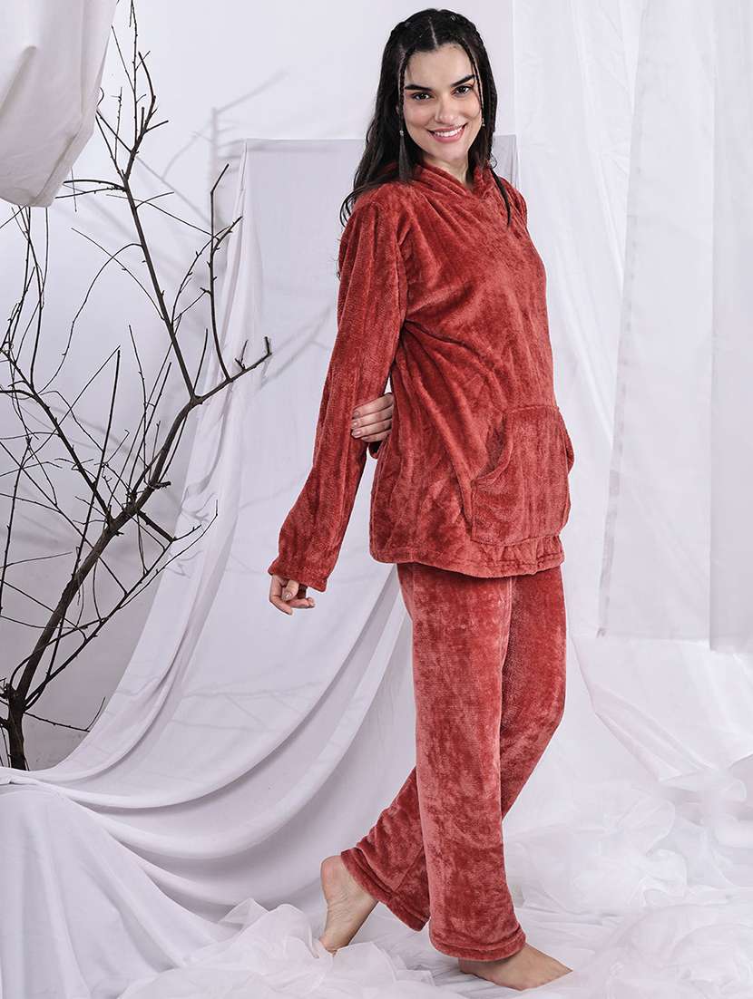 women solid nightwear pyjama set - 22329766 -  Standard Image - 3