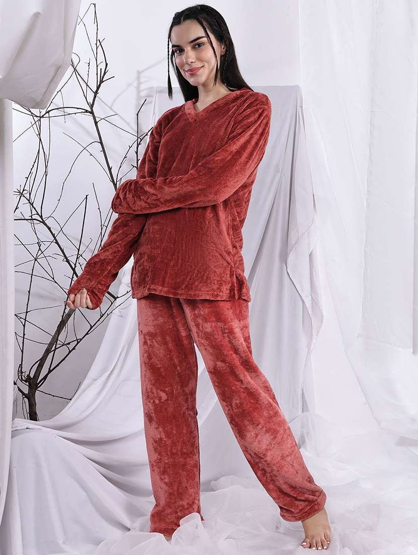 women solid nightwear pyjama set - 22329769 -  Standard Image - 3