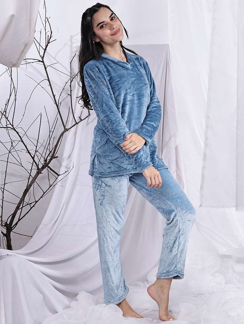 women solid nightwear pyjama set - 22329770 -  Standard Image - 5