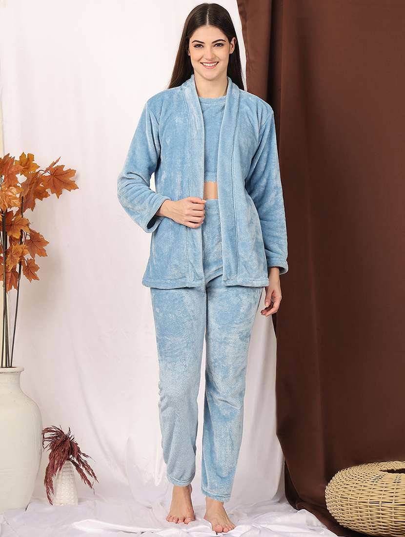 women solid nightwear pyjama set