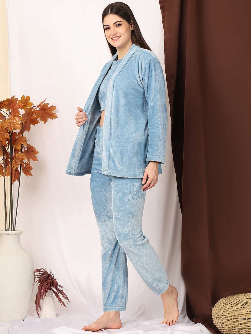 women solid nightwear pyjama set - 22329773 -  Standard Image - 3
