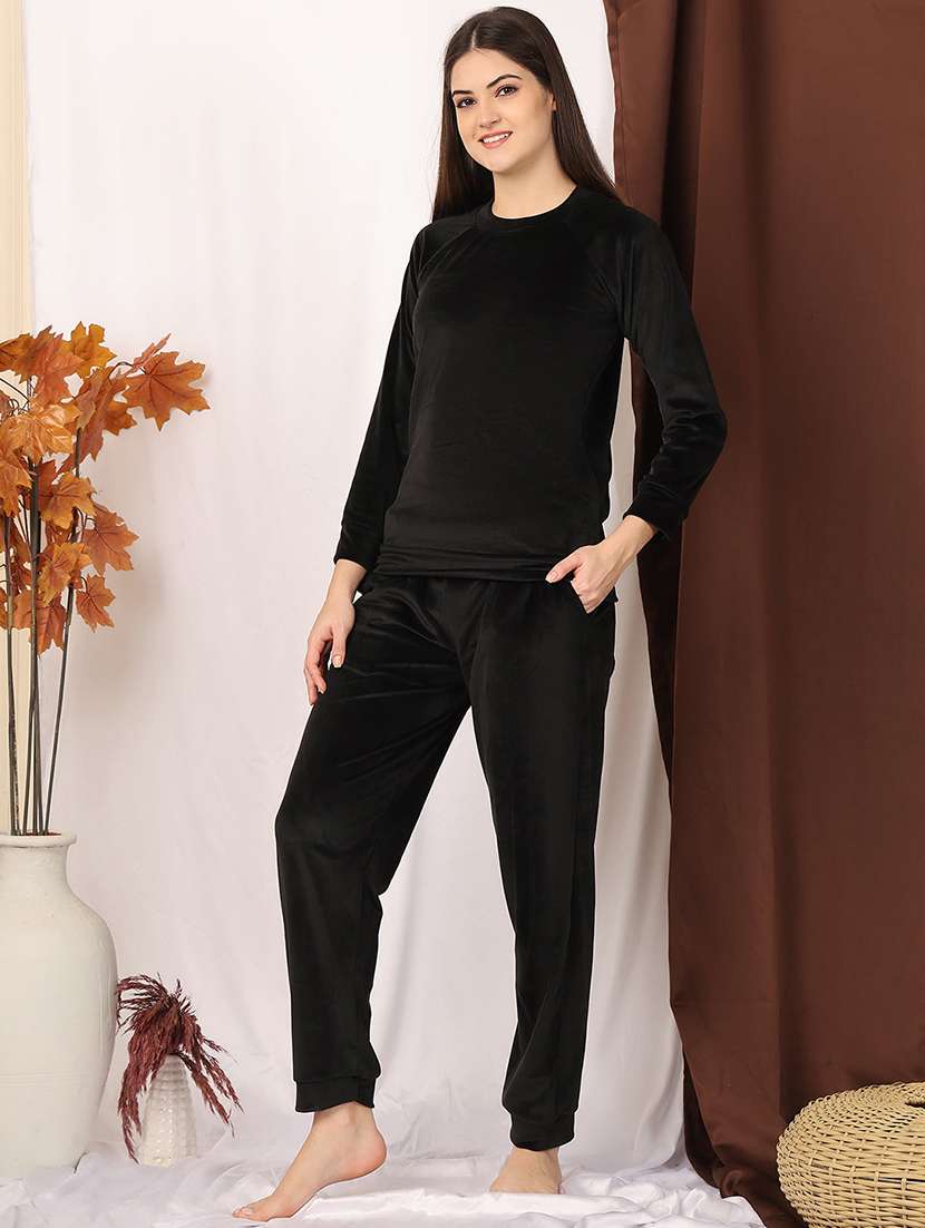 women solid nightwear pyjama set - 22329776 -  Standard Image - 3