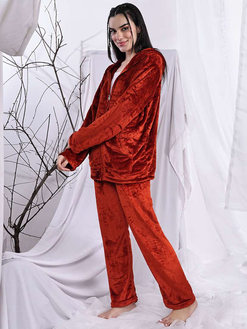 women solid nightwear pyjama set - 22329783 -  Standard Image - 3