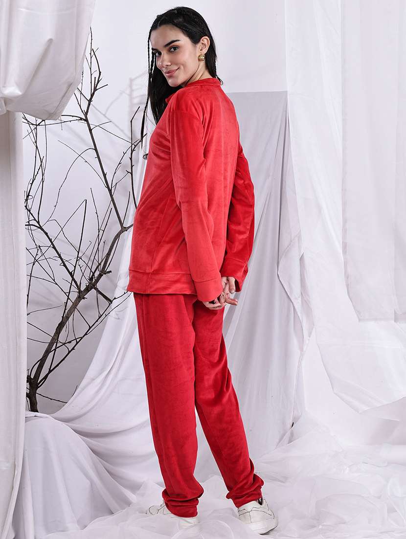 women solid long sleeve winter co-ord set - 22329835 -  Standard Image - 3