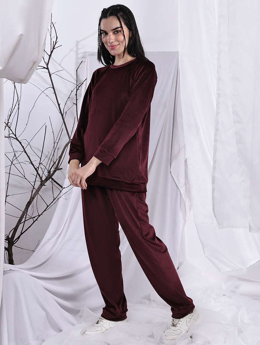 women solid long sleeve winter co-ord set - 22329837 -  Standard Image - 3