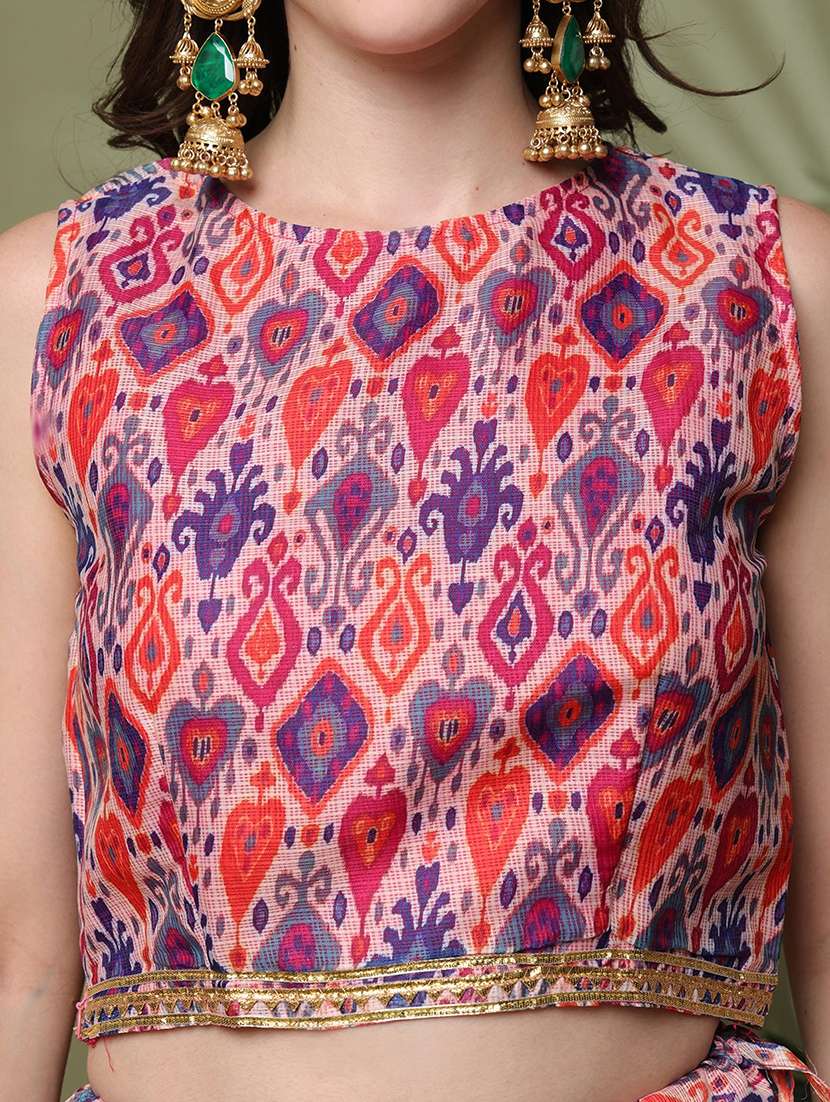 women printed sleeveless lehenga and choli set - 22329846 -  Standard Image - 3