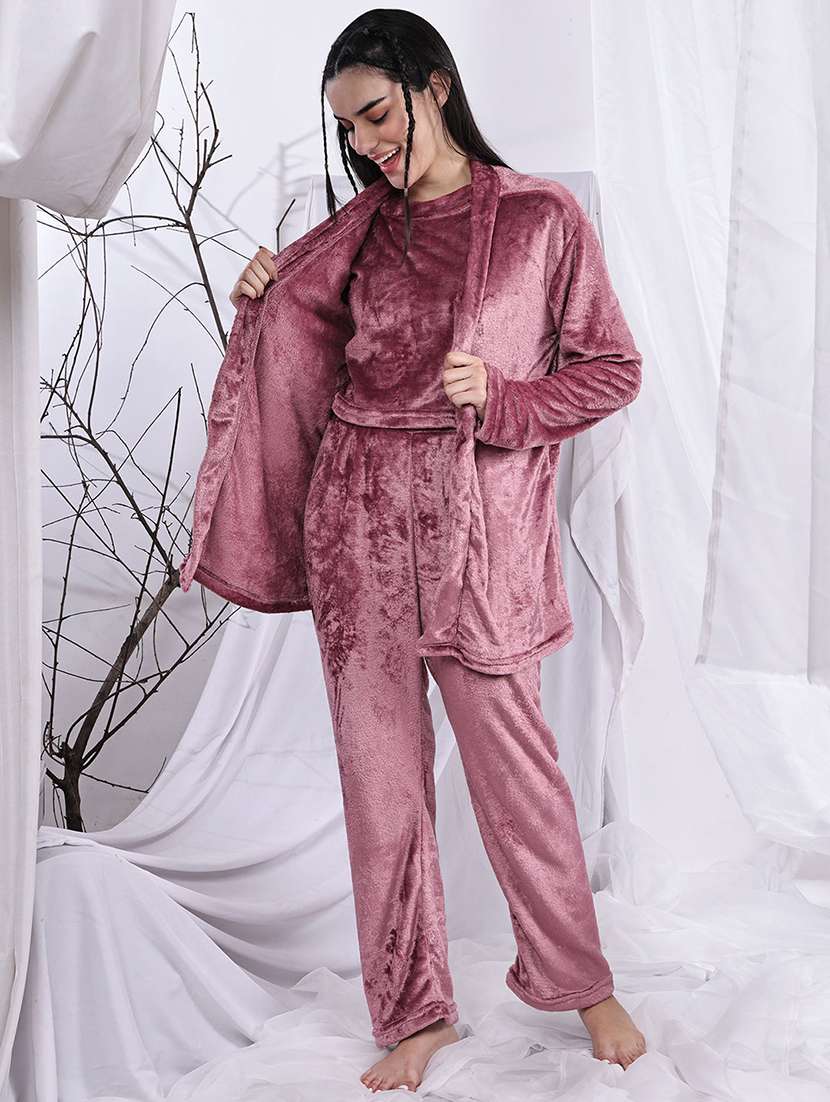 women solid nightwear pyjama set - 22329865 -  Standard Image - 3