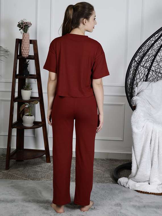 women solid nightwear pyjama set - 22329936 -  Standard Image - 3