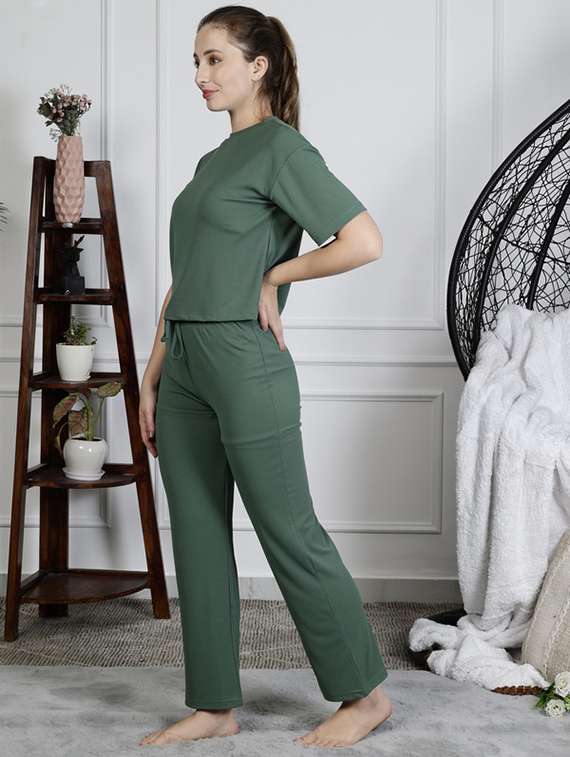 women solid nightwear pyjama set - 22329942 -  Standard Image - 3