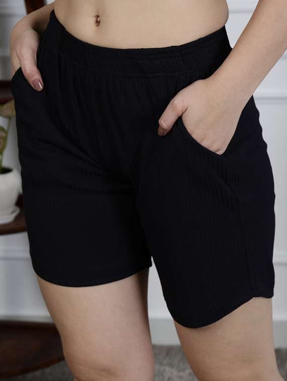 women solid shorts nightwear set - 22329958 -  Standard Image - 5