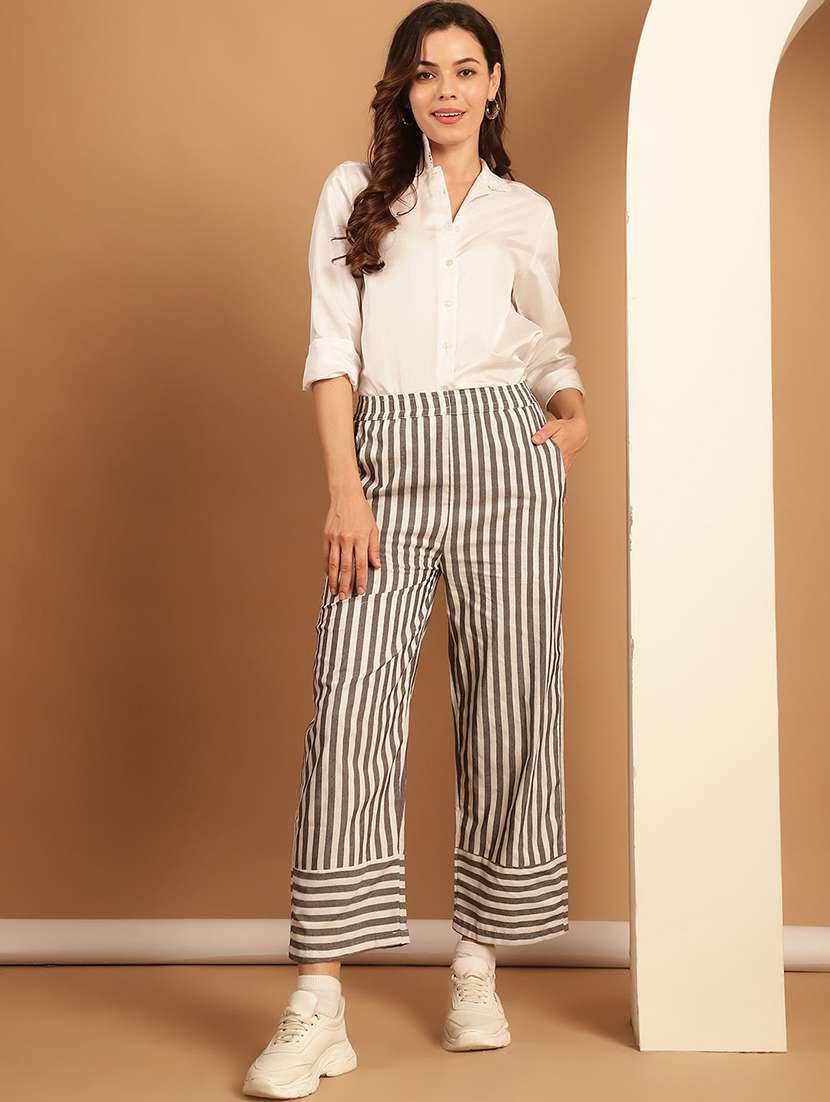 women striped mid rise straight trouser - 22329962 -  Standard Image - 3
