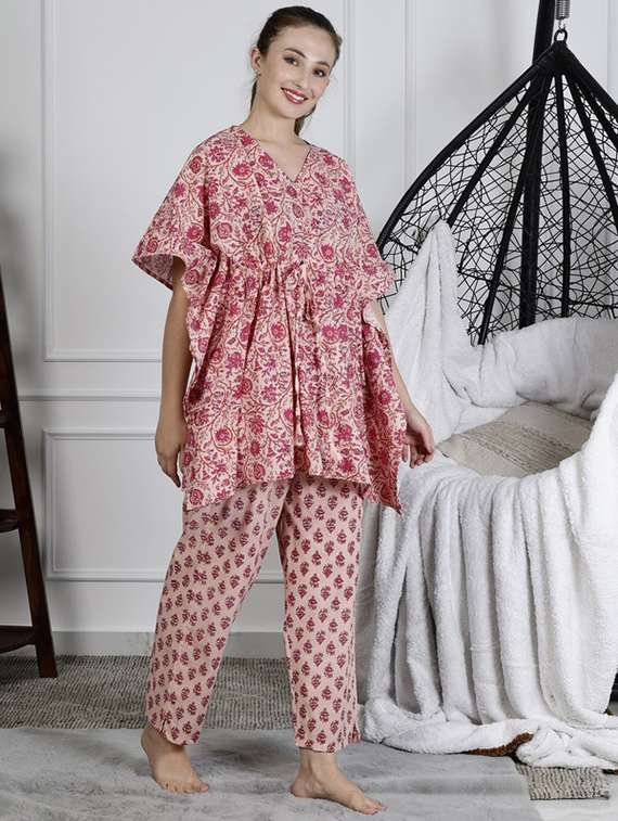 women printed nightwear pyjama set