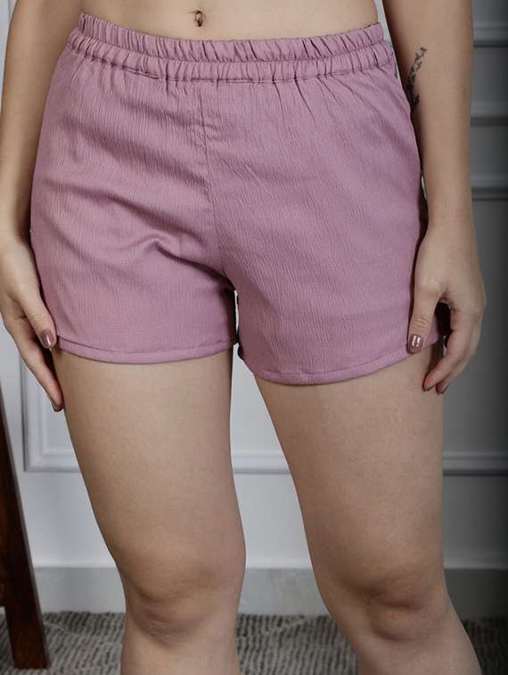 women solid shorts nightwear set - 22329987 -  Standard Image - 5