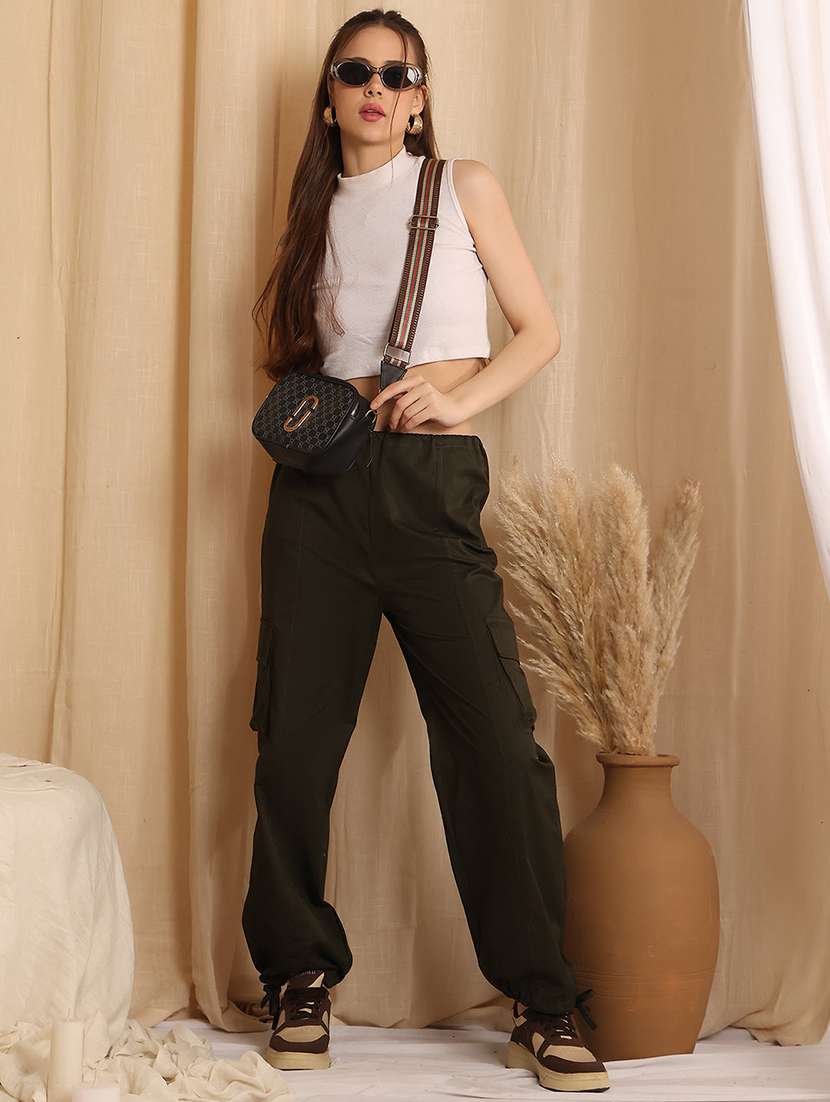 Women Solid Mid Rise Cargo - 22330011 -  Standard Image - 3