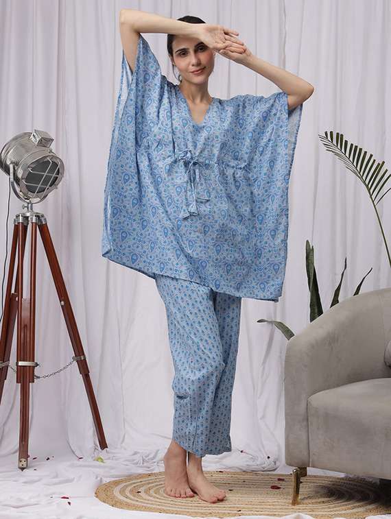 women printed nightwear pyjama set