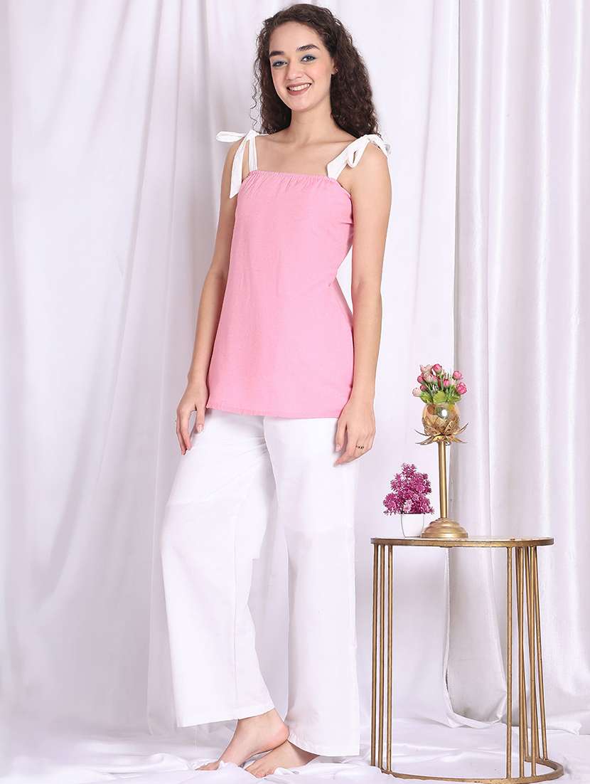 women solid nightwear pyjama set - 22330064 -  Standard Image - 5