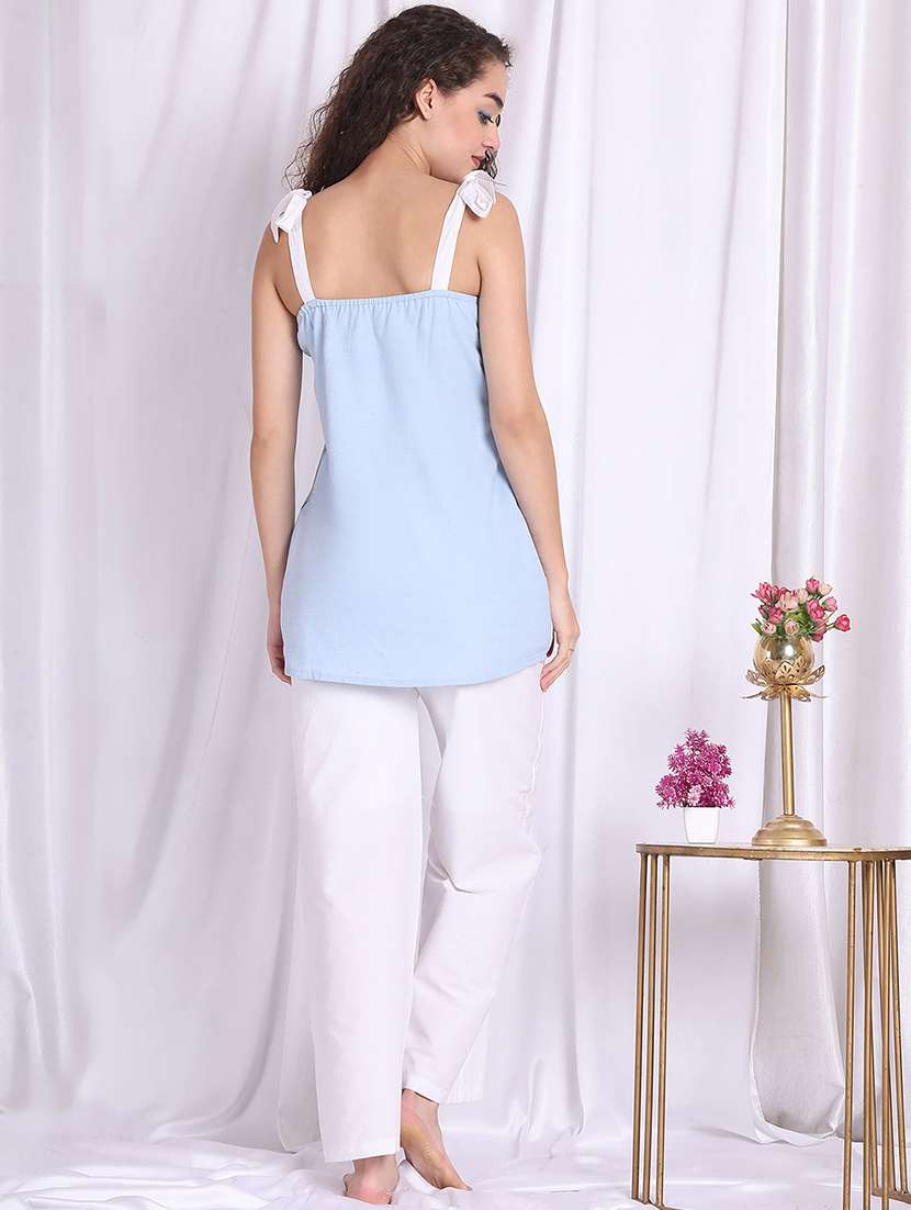 women solid nightwear pyjama set - 22330069 -  Standard Image - 5
