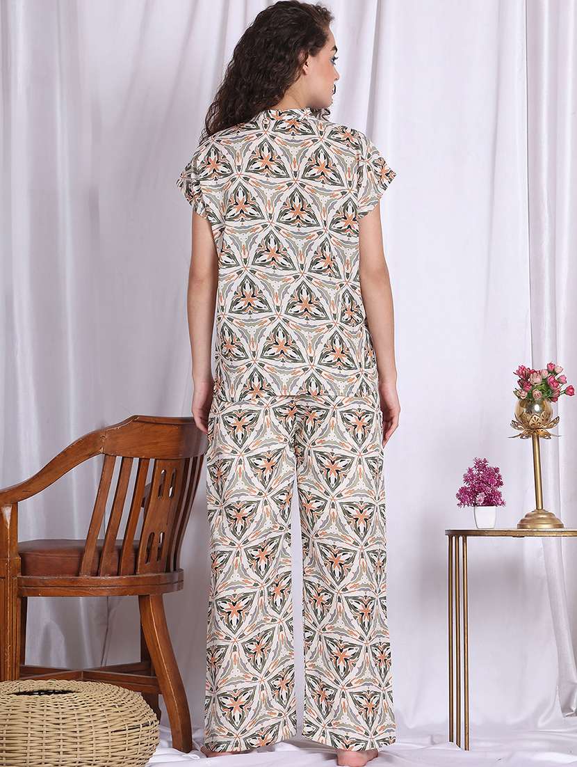 women printed nightwear pyjama set - 22330077 -  Standard Image - 3