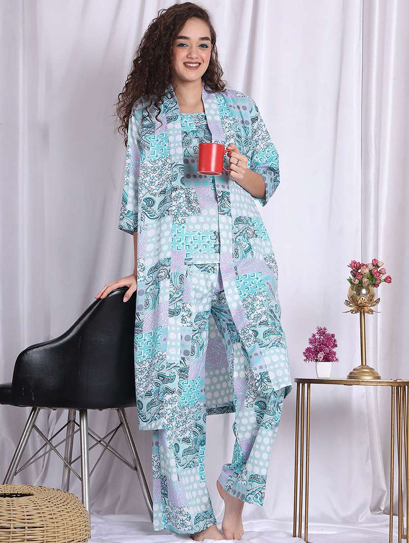 women printed nightwear pyjama set