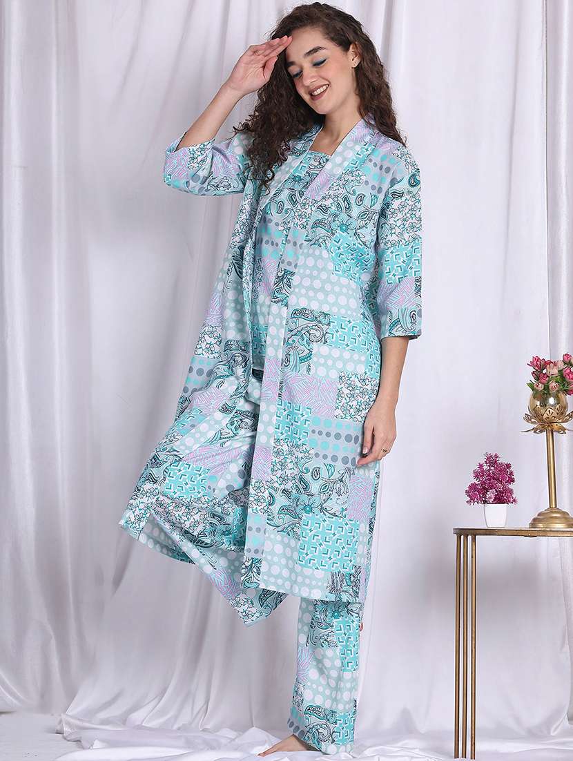 women printed nightwear pyjama set - 22330080 -  Standard Image - 3