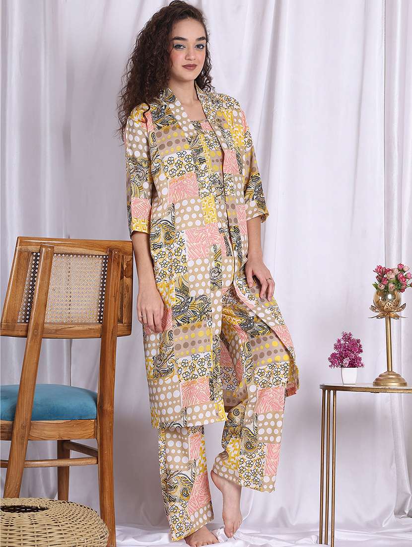 women printed nightwear pyjama set - 22330082 -  Standard Image - 5
