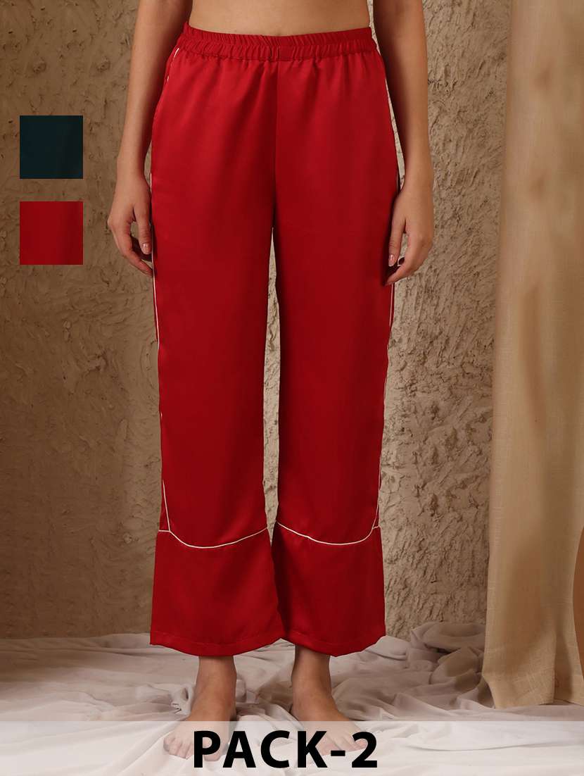 women pack of 2 mid rise loung wear pajama