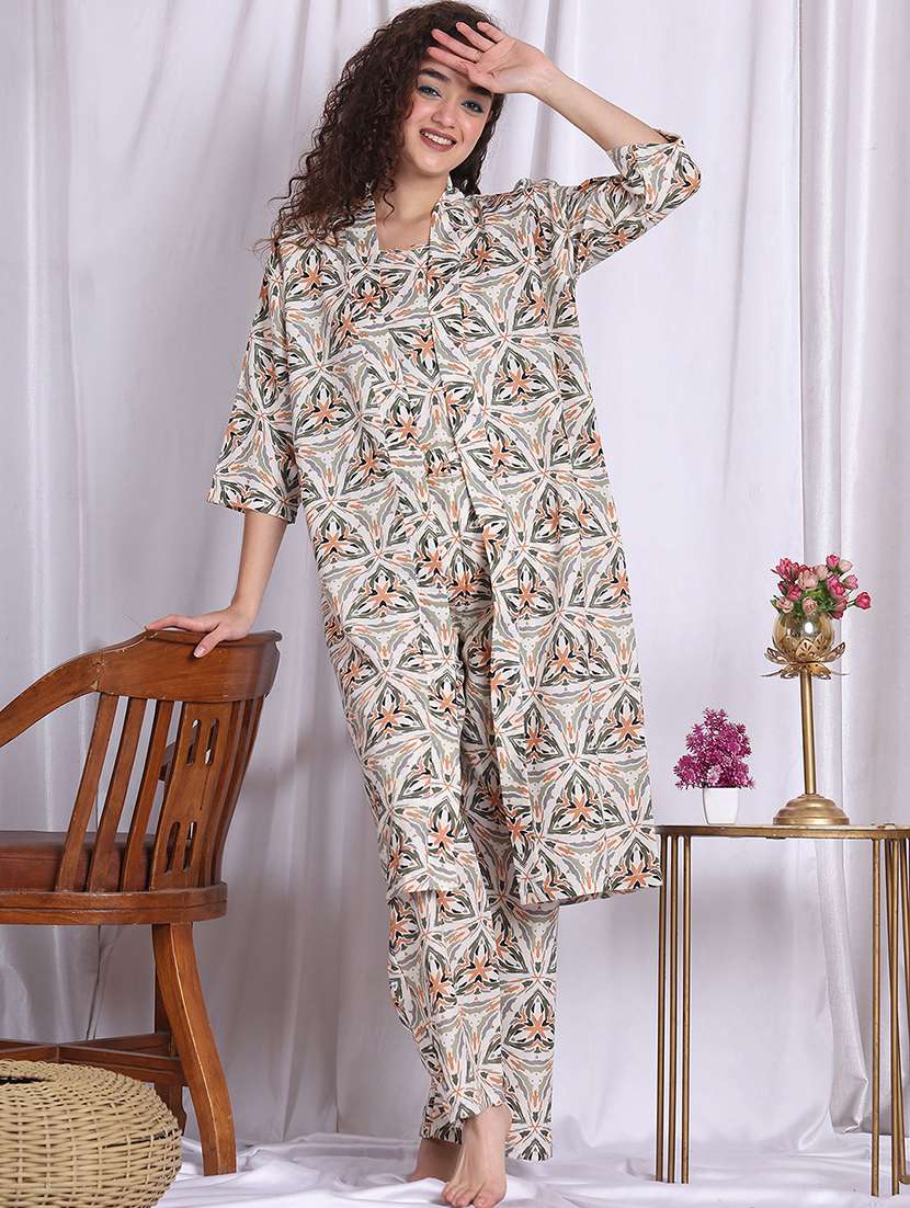 women printed nightwear pyjama set