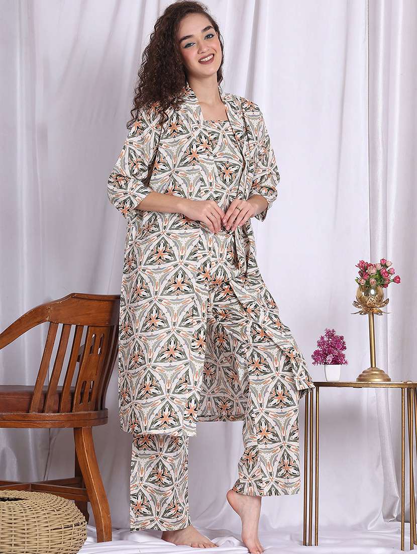 women printed nightwear pyjama set - 22330084 -  Standard Image - 3