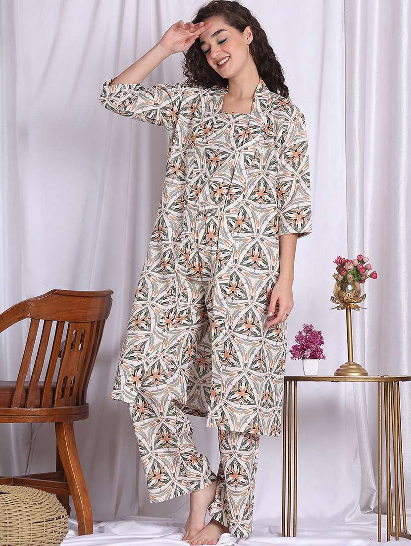 women printed nightwear pyjama set - 22330084 -  Standard Image - 5