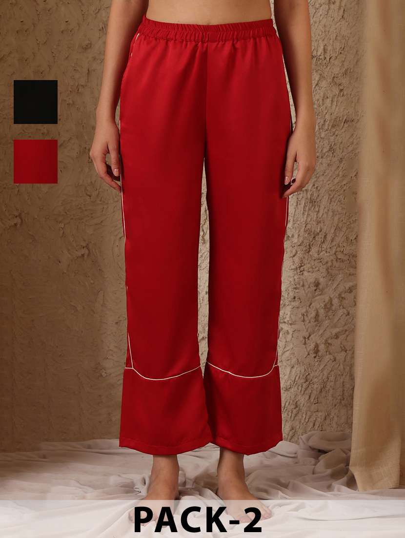 women pack of 2 mid rise loung wear pajama