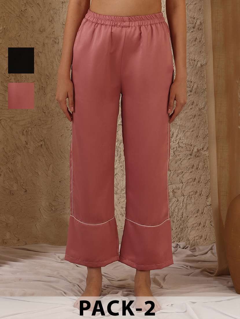 women pack of 2 mid rise loung wear pajama