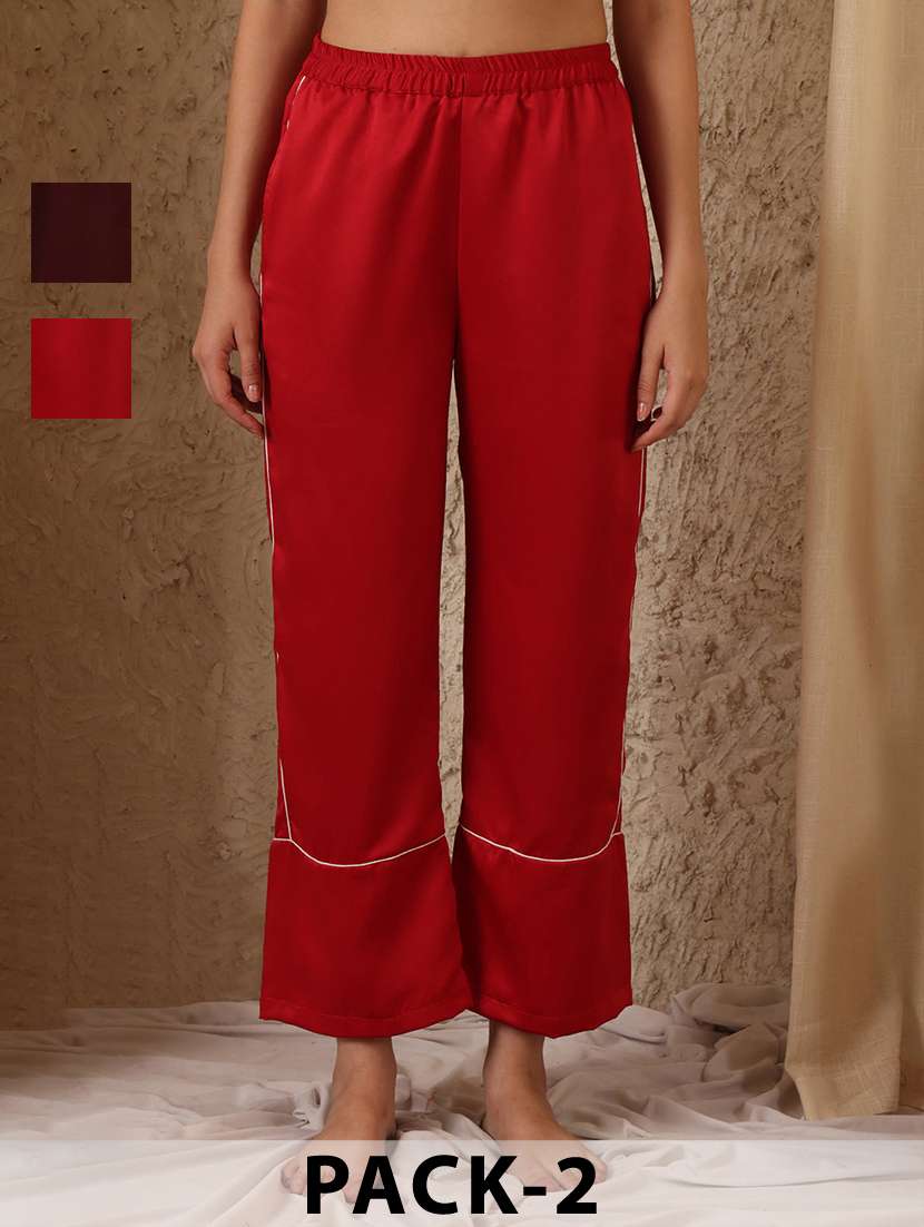 women pack of 2 mid rise loung wear pajama
