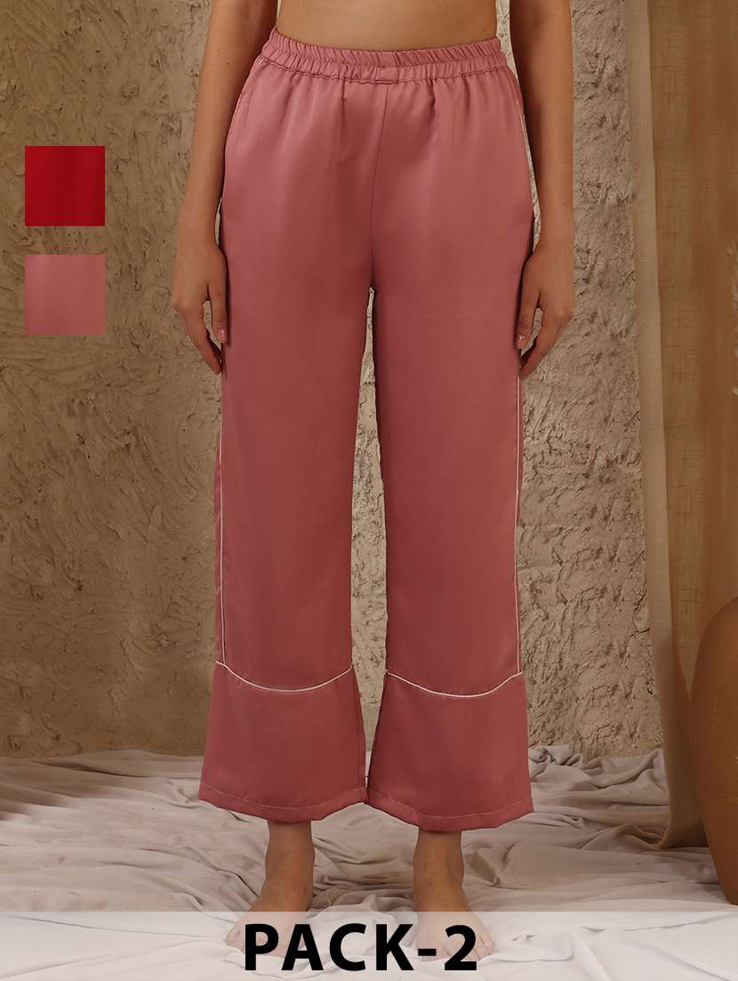 women pack of 2 mid rise loung wear pajama