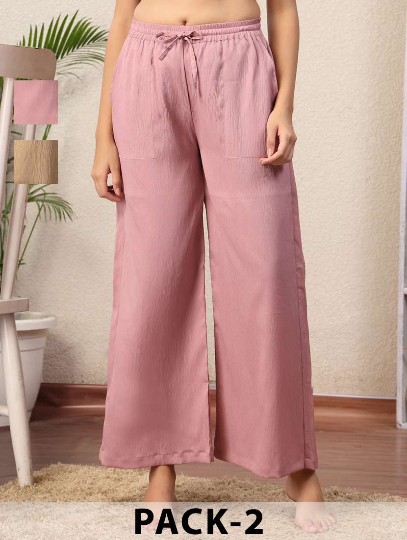 women pack of 2 mid rise loung wear pajama