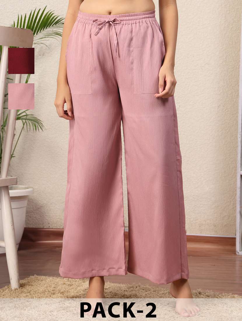 women pack of 2 mid rise loung wear pajama
