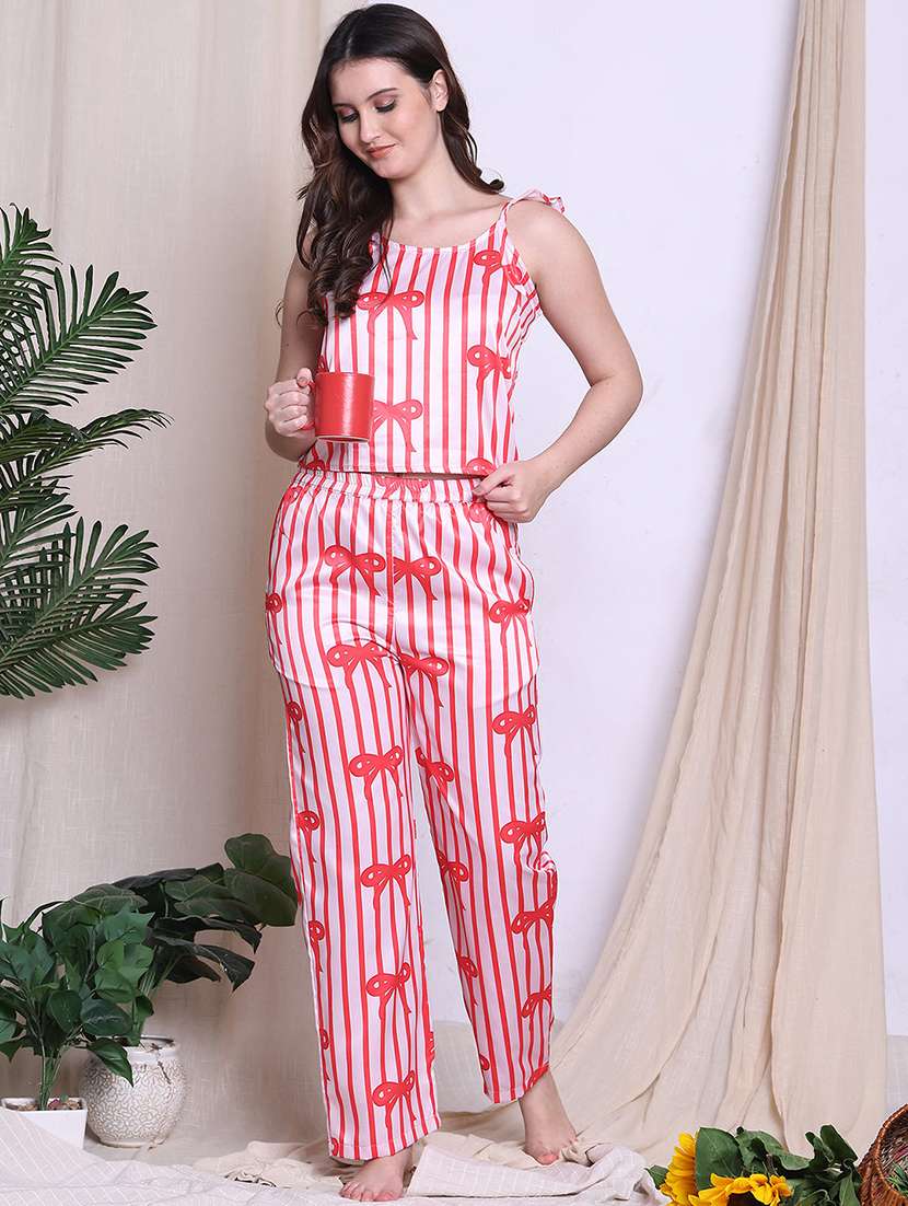 women printed nightwear pyjama set