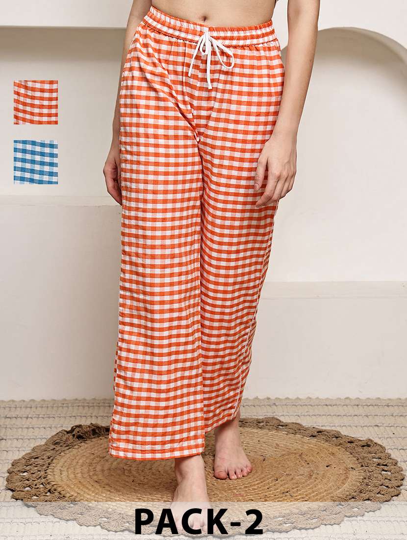 women pack of 2 mid rise loung wear pajama