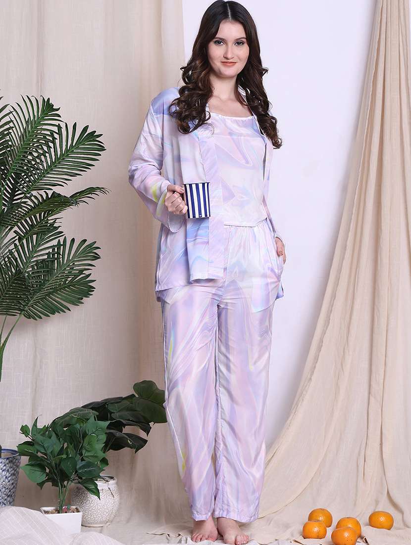women printed nightwear pyjama set