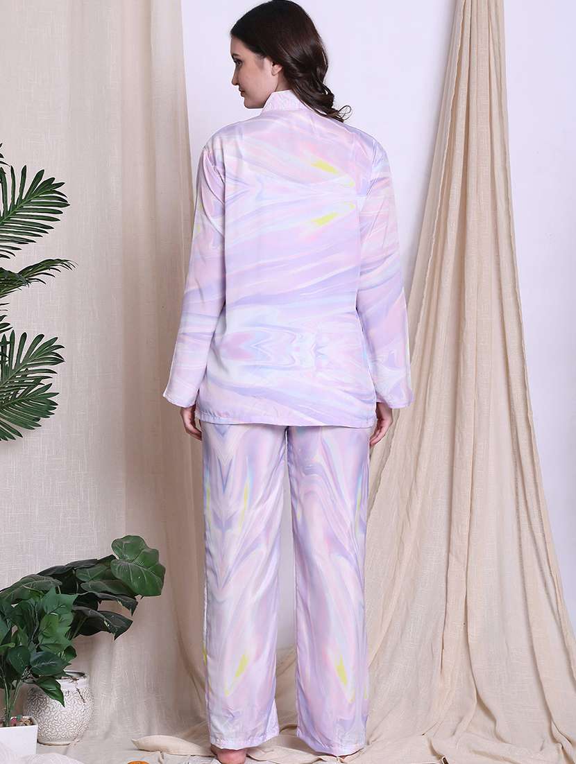 women printed nightwear pyjama set - 22330124 -  Standard Image - 3