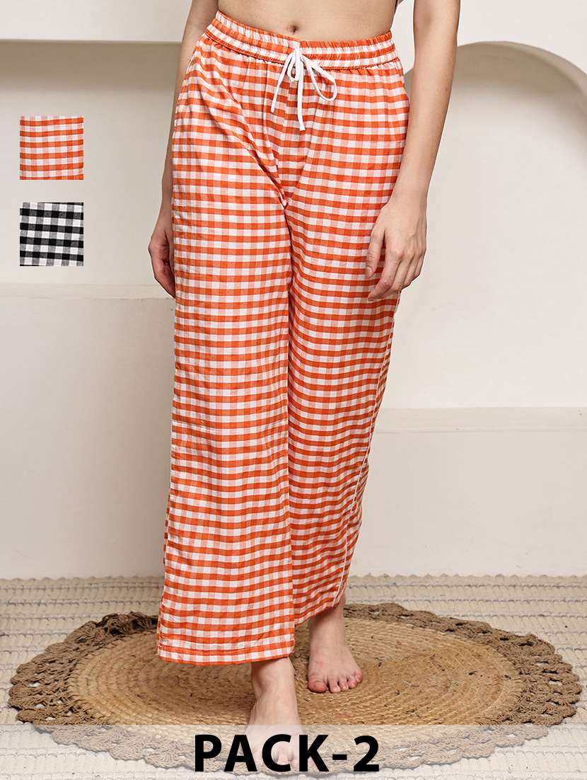 women pack of 2 mid rise loung wear pajama