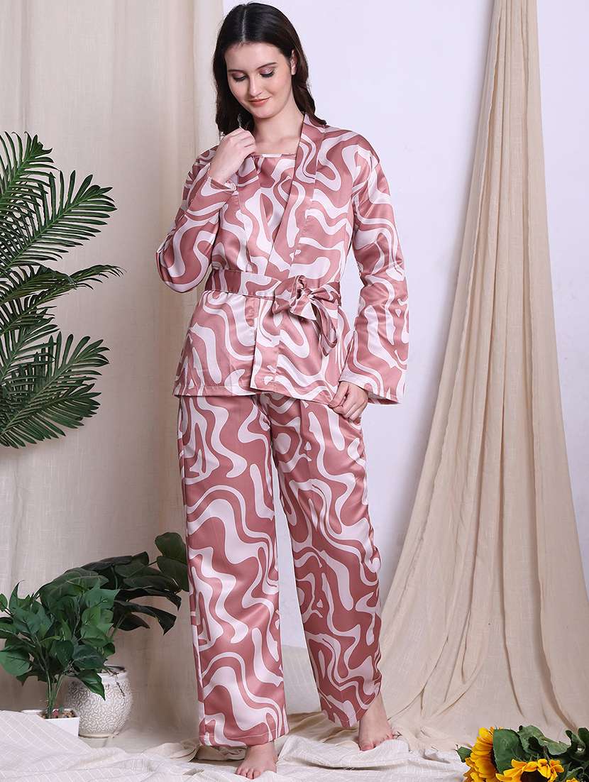 women printed nightwear pyjama set