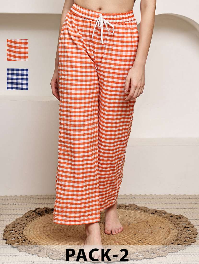 women pack of 2 mid rise loung wear pajama