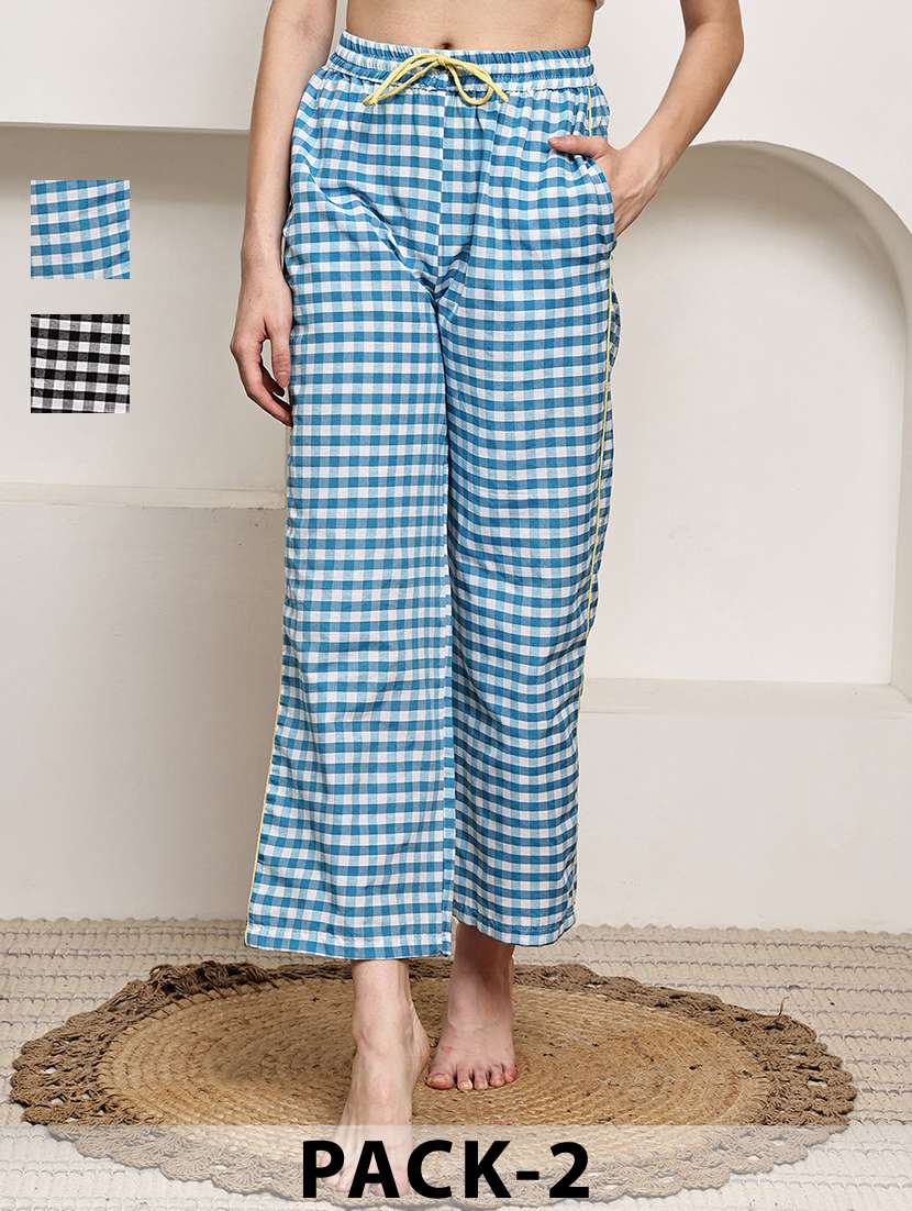 women pack of 2 mid rise loung wear pajama