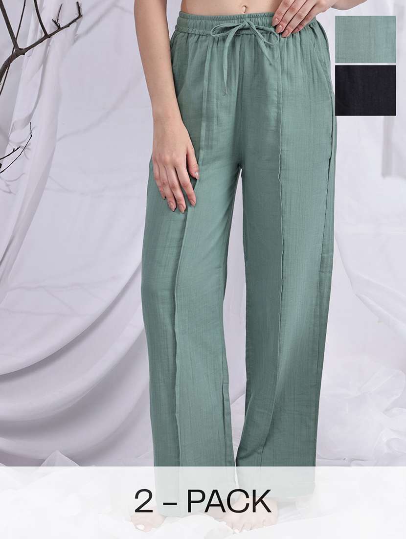 women pack of 2 mid rise loung wear pajama